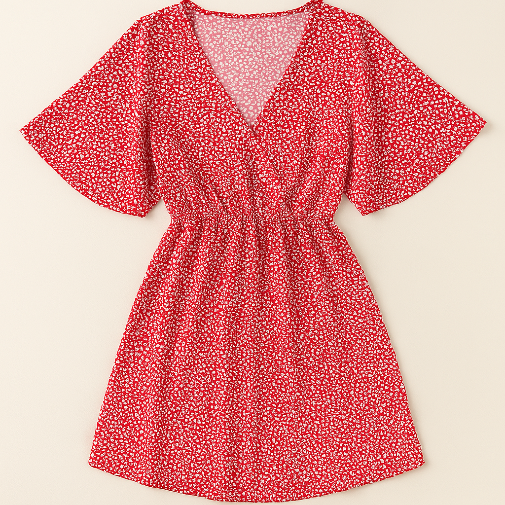 Basel V-Ausschnitt Casual Kleid