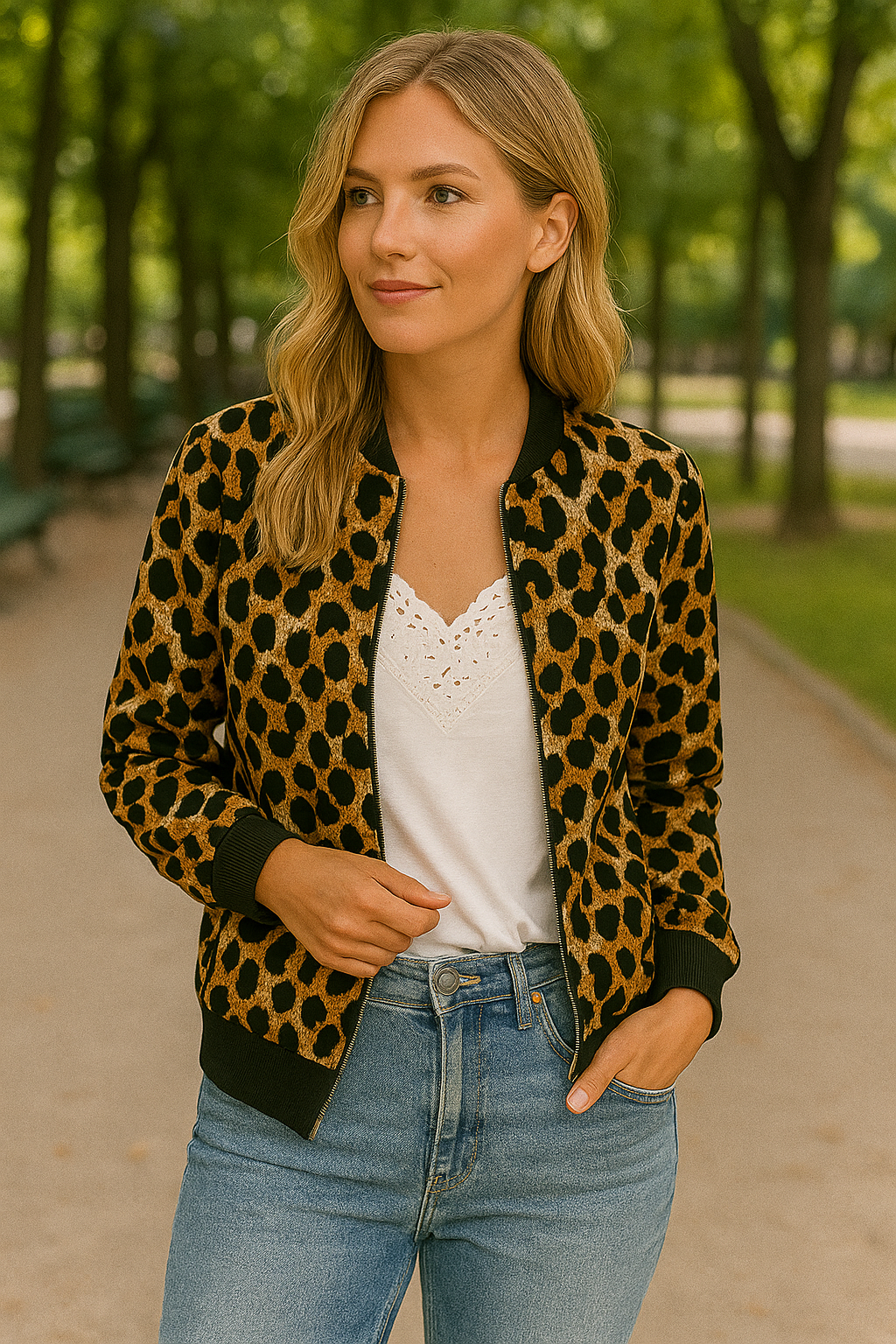 Basel Leopard Bomber Jacke