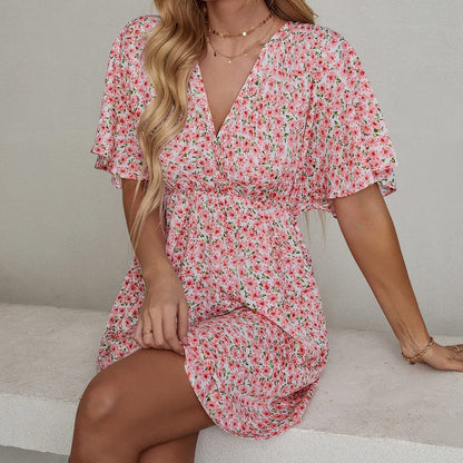 Basel V-Ausschnitt Casual Kleid