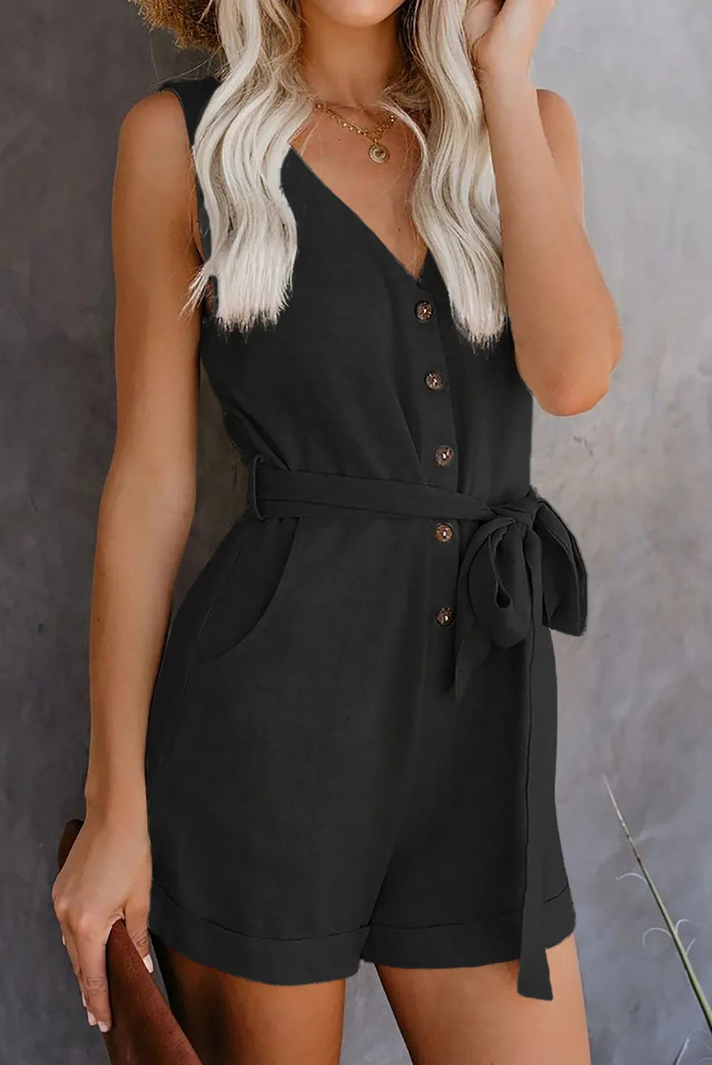 Basel Lässiger Jumpsuit mit V-Ausschnitt