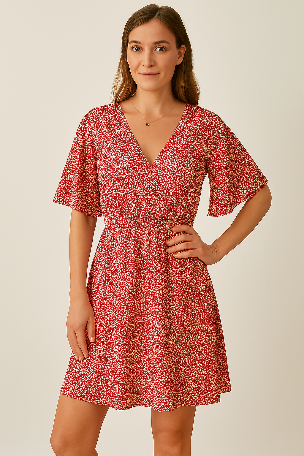 Basel V-Ausschnitt Casual Kleid