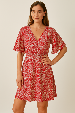 Basel V-Ausschnitt Casual Kleid